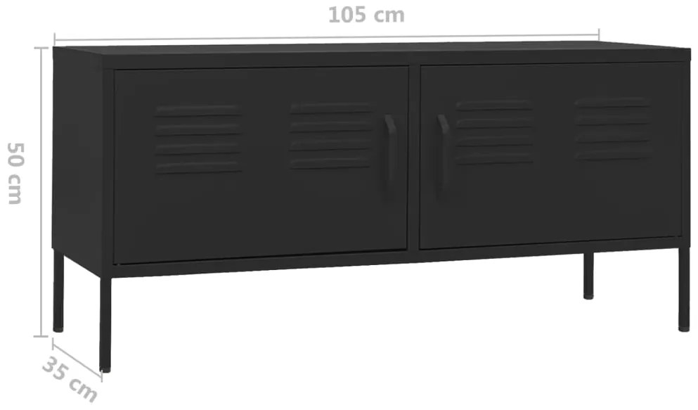 Móvel de TV aço 105x35x50 cm preto