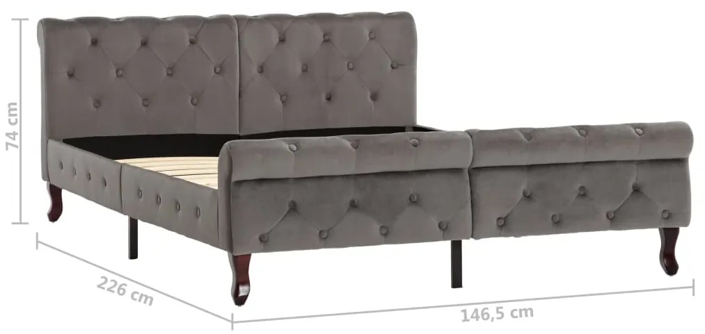Estrutura de cama 140x200 cm veludo cinzento
