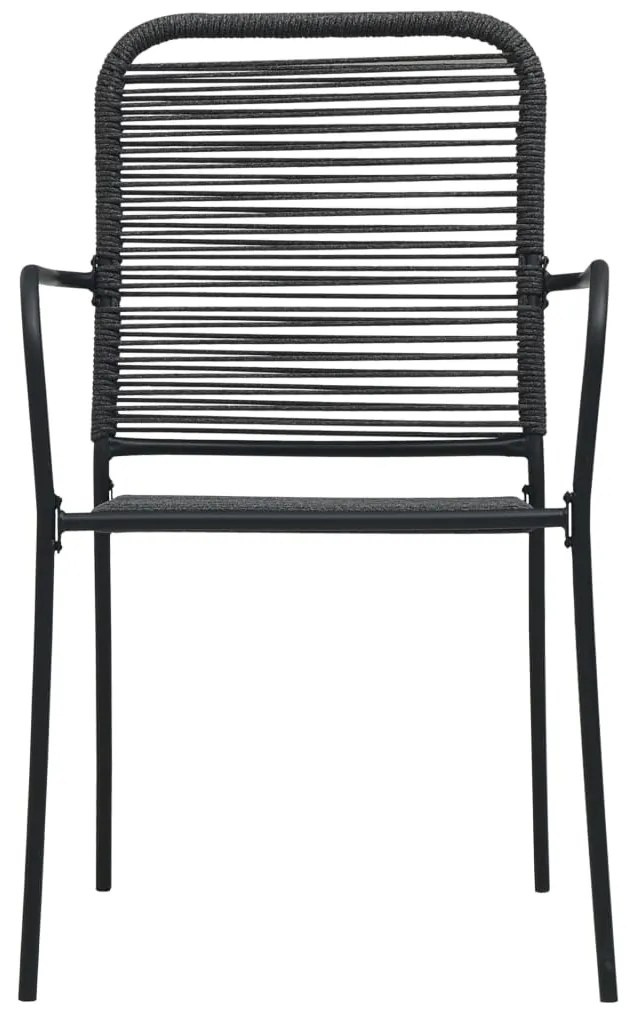 7 pcs conjunto de jantar p/ jardim corda de algodão e aço preto