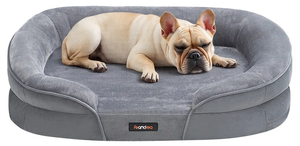 Cama para cães com bordas elevadas 76 x 51 x 18 cm cinza