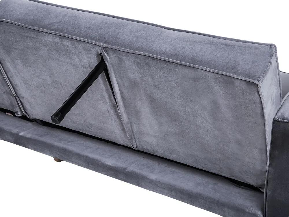Sofá-cama em veludo cinzento VISNES Beliani