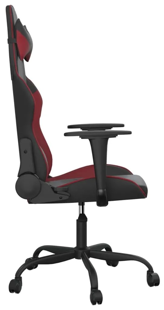 Cadeira gaming couro artificial preto e vermelho tinto