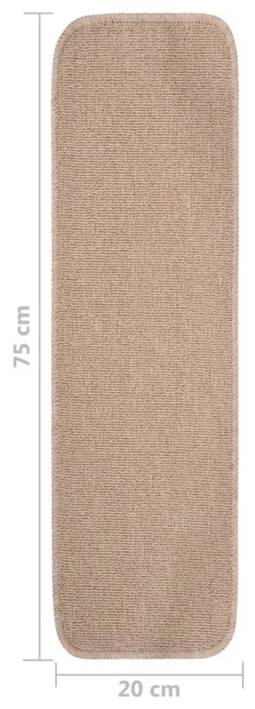 Tapetes antiderrapantes retang. p/ escadas 15 pcs 75x20 cm bege
