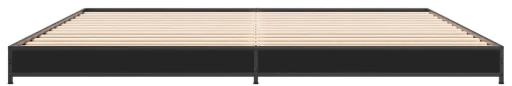 Estrutura de cama 200x200 cm derivados de madeira/metal preto