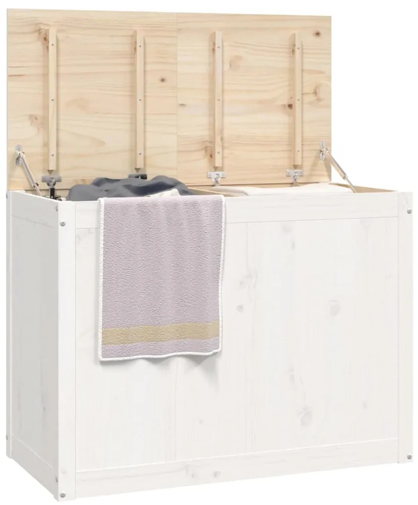 Caixa para roupa 88,5x44x66 cm madeira de pinho maciça branco