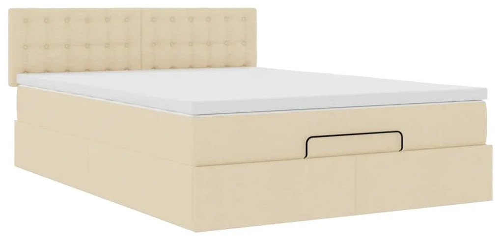 Cama otomana com colchão 140x200 cm tecido creme