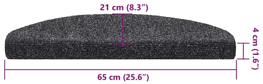 Tapetes de escada autoadesivos 30 pcs 65x21x4cm cinzento-escuro