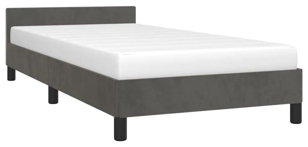 Estrutura de cama c/ cabeceira 90x190 cm veludo cinzento-escuro