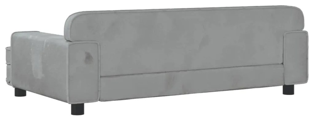 Sofá infantil 90x53x30 cm veludo cinzento-claro