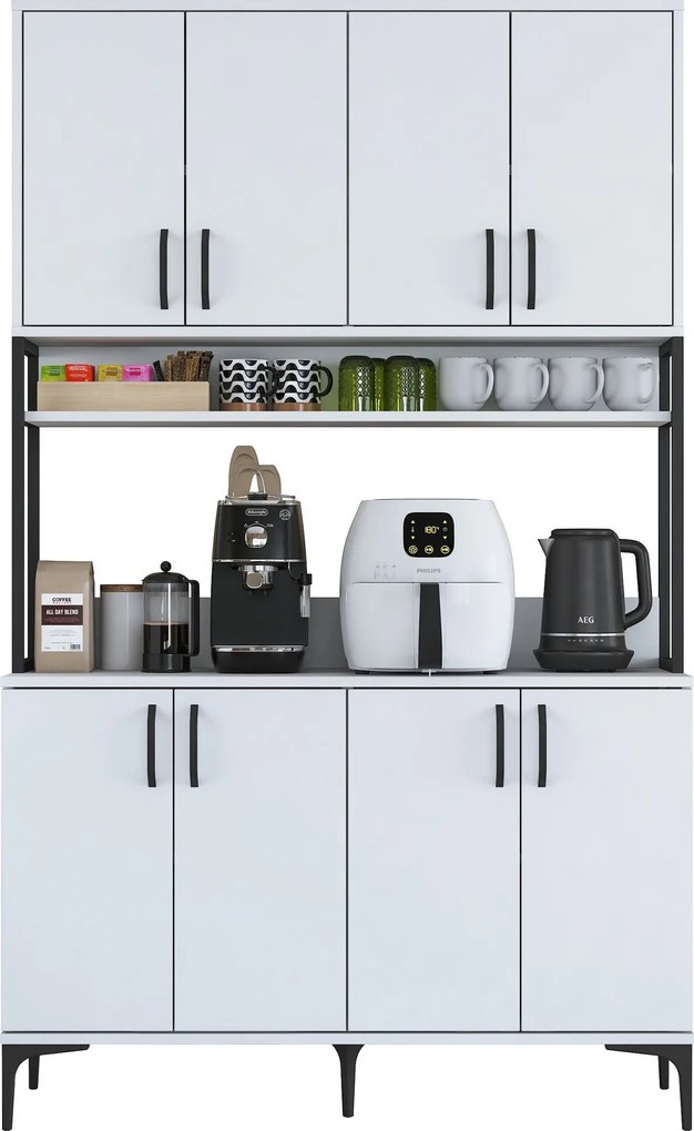 Armário Alto de Cozinha "Stella" - 120 x 198,6 x 40 cm - Branco - Desi