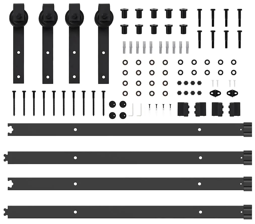 Kit de ferragens para porta deslizante 152,5 cm aço preto