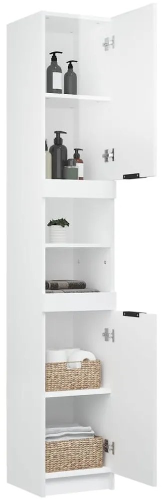 Armário casa de banho 32x34x188,5 cm madeira branco brilhante