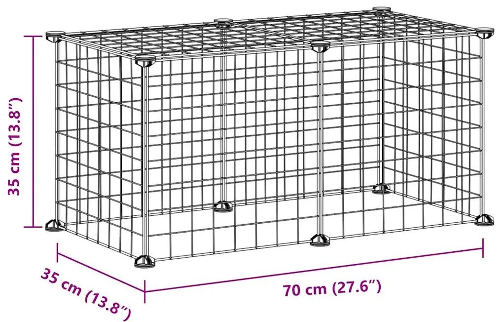 Gaiola p/ animais de estimação com 8 painéis 35x35 cm aço preto