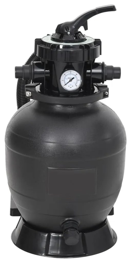 Filtro de areia p/ piscina com válvula de 6 vias preto
