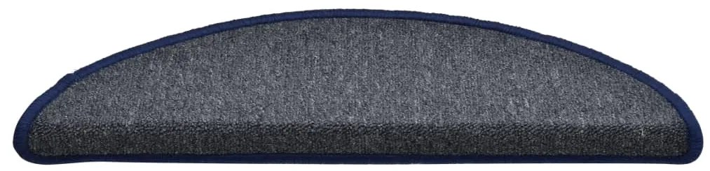 Tapete/carpete para degraus 15 pcs 56x17x3 cm cinza-escuro/azul