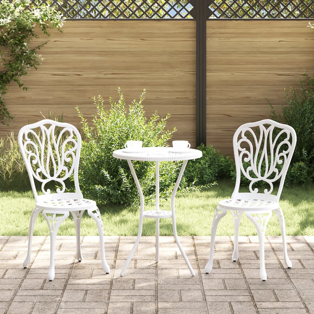 Conjunto de Bistrô de Jardim 3 Peças vidaXL Alumínio Fundido Branco
