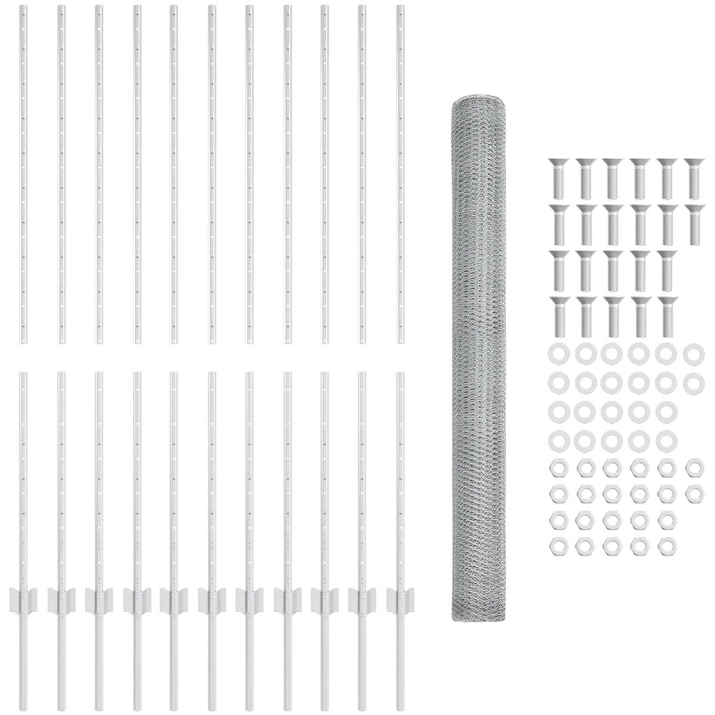 Postes de Cerca vidaXL 22 pcs U-Channel 140 cm Aço Galvanizado