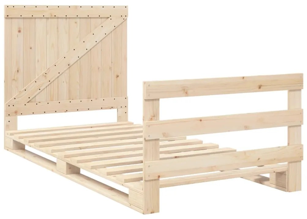 Estrutura de cama com cabeceira 100x200cm pinho maciço