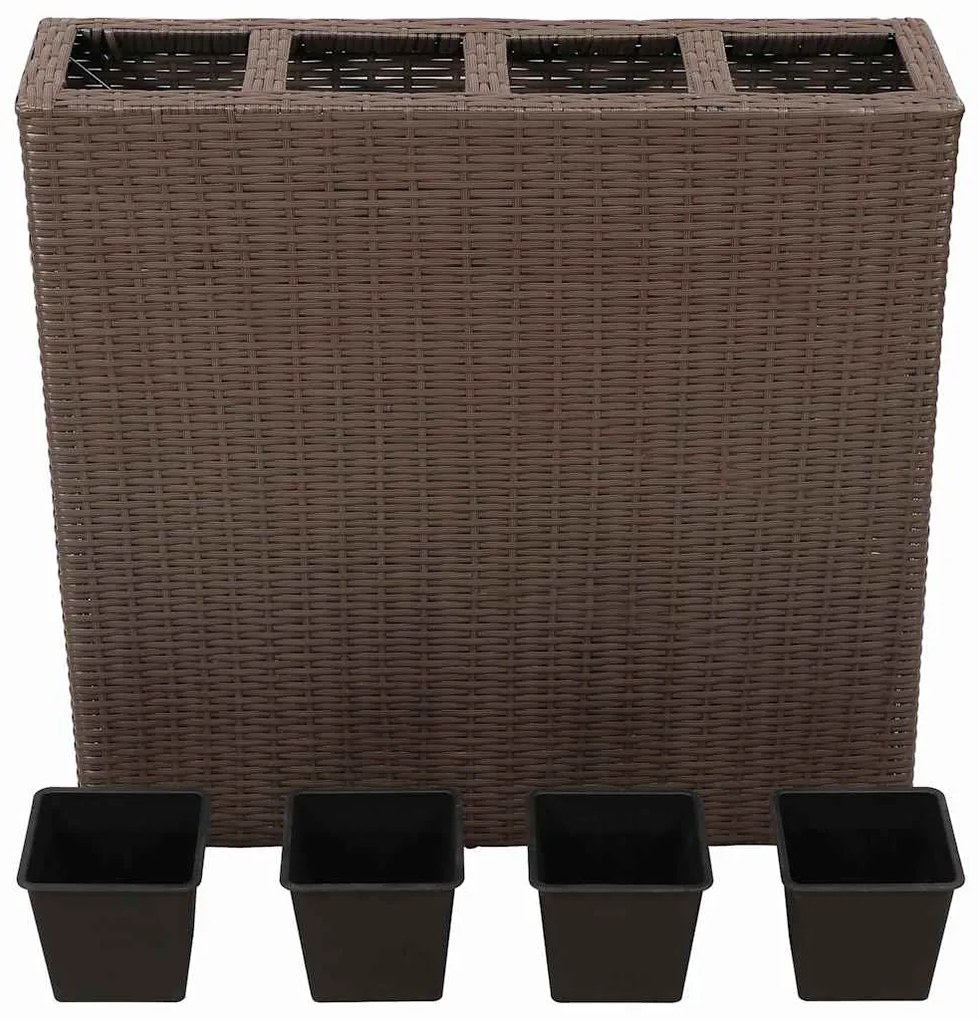 Floreira de jardim com 4 vasos 2 pcs vime PE castanho