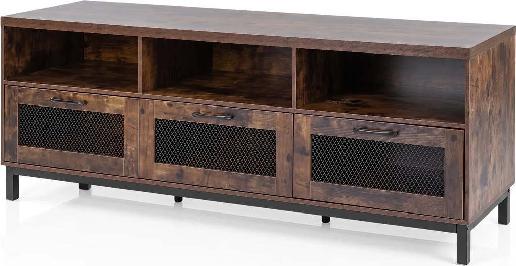 Móvel de TV com Três Gavetas, 160 x 40 x 60 cm, Para Televisores até 75 Polegadas, Castanho