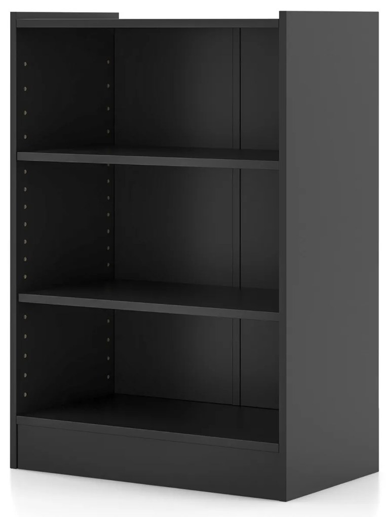 Estante de 3 níveis com prateleiras ajustáveis e dispositivo anti-queda para a sala de estar e o quarto 50 x 30 x 75 cm Preto