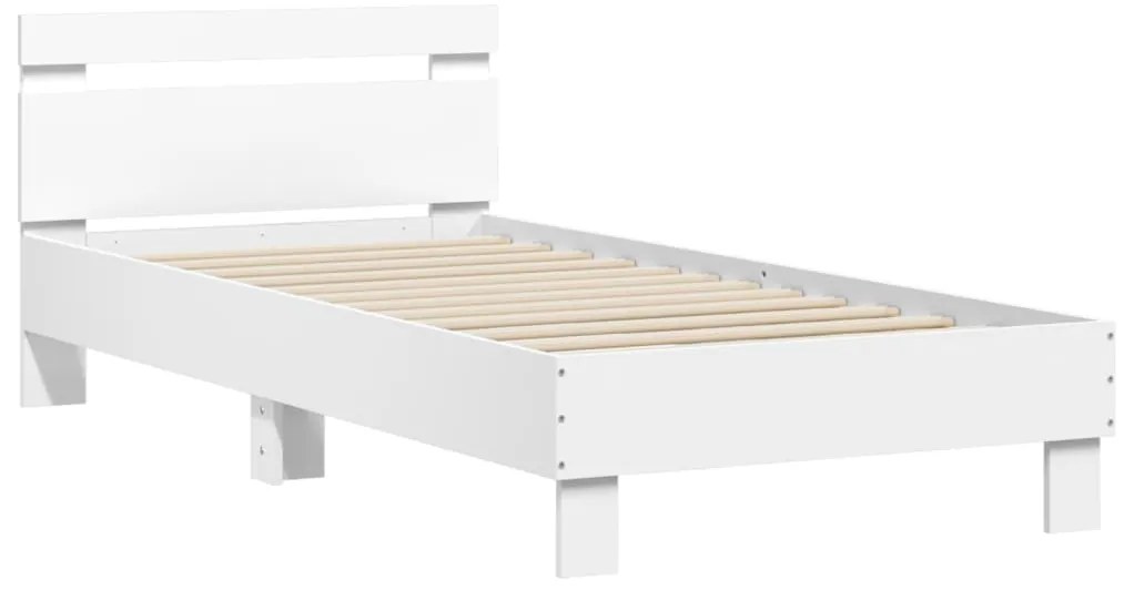 Estrutura de cama c/ cabeceira e luzes LED 90x190 cm branco