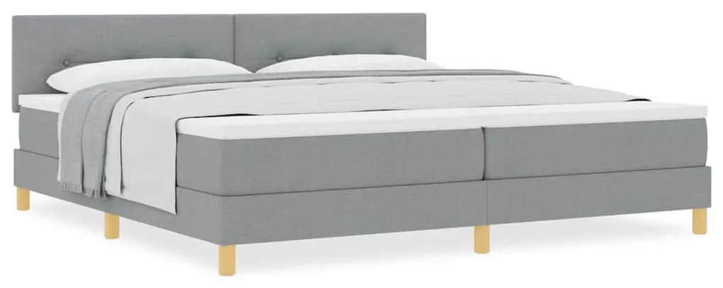 Cama Box Spring com Colchão Cinza Claro 200x200 cm Tecido