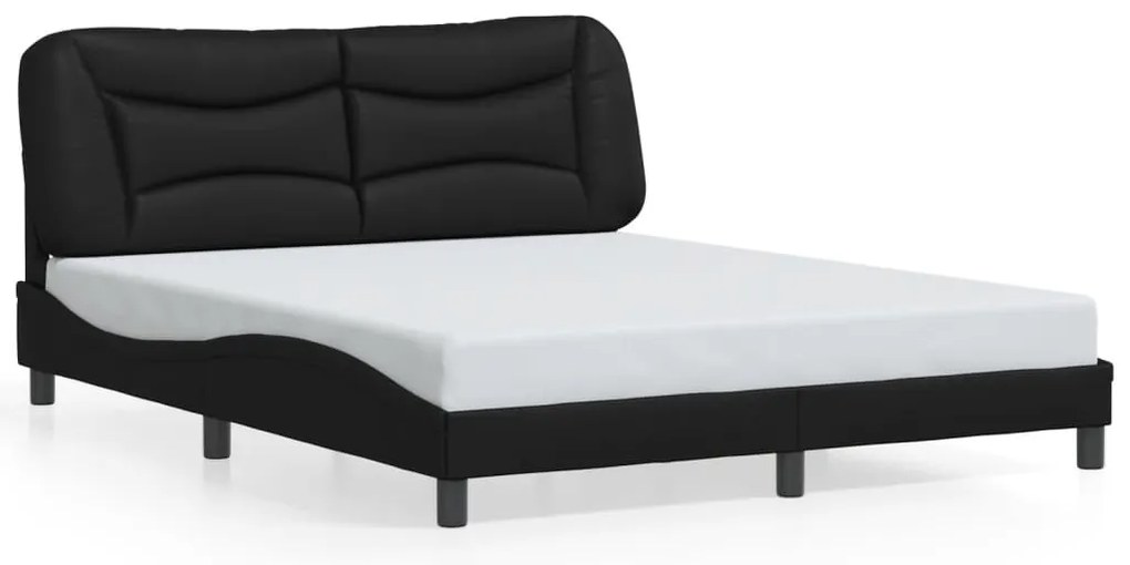Estrutura de cama c/ luzes LED 160x200cm couro artificial preto
