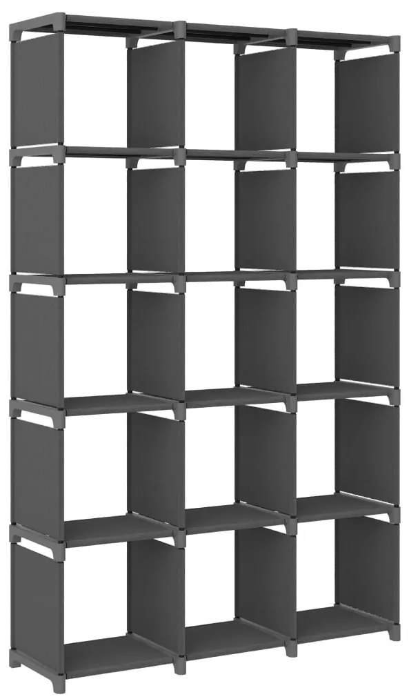 Unidade de prateleiras 15 cubos 103x30x175,5 cm tecido cinzento