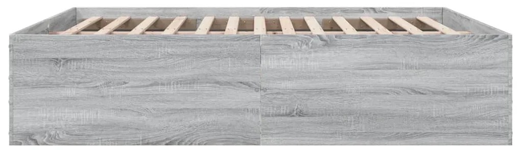 Estrutura de cama 200x200 cm derivados madeira cinzento sonoma