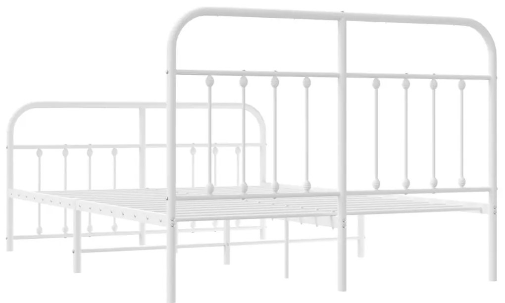 Estrutura de cama com cabeceira e pés 140x200 cm metal branco