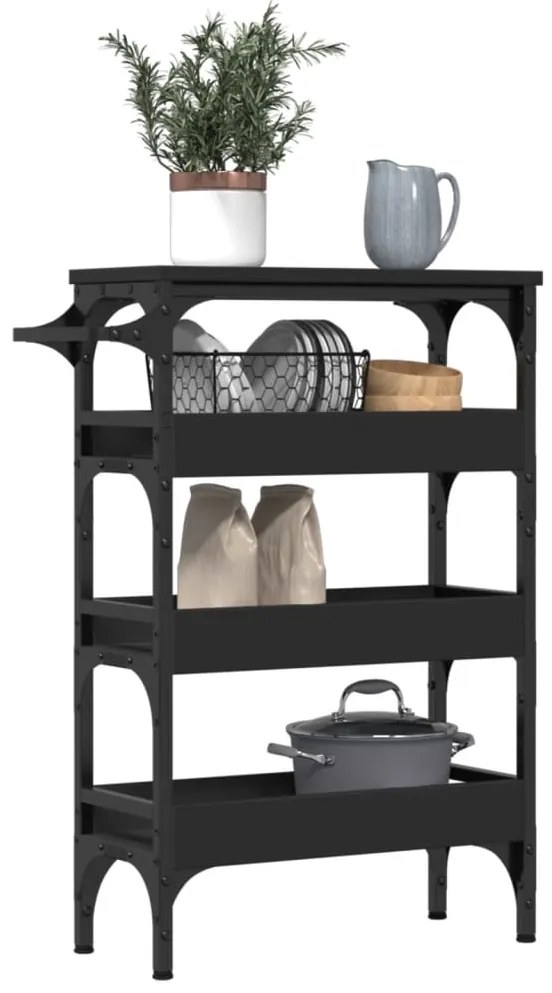 Carrinho de cozinha 53x20x76 cm derivados de madeira preto