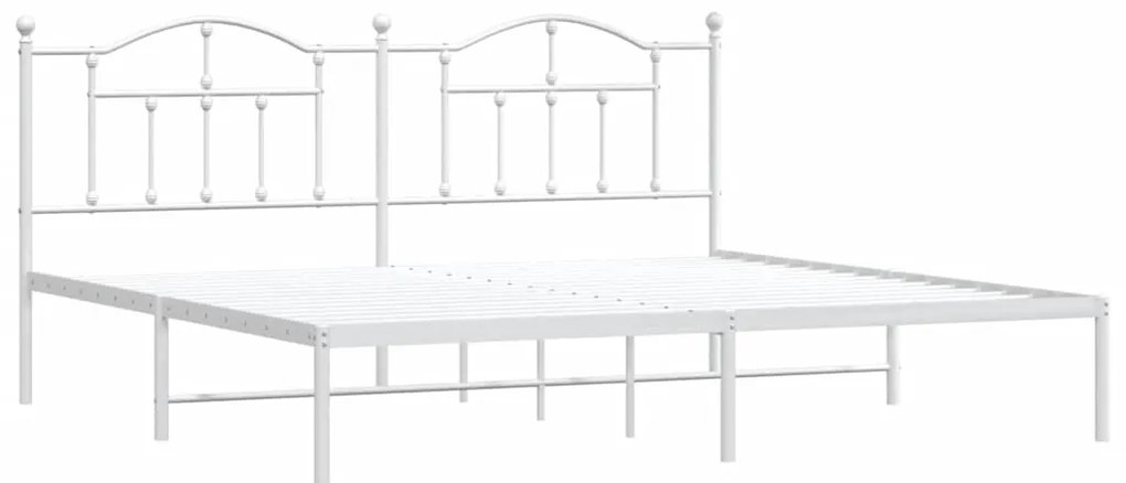 Estrutura de cama com cabeceira 193x203 cm metal branco