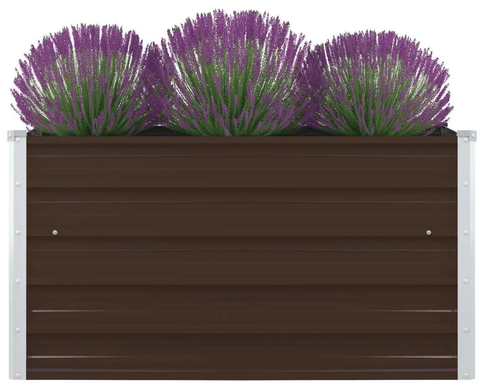 Canteiro jardim elevado 100x100x45 cm aço galvanizado castanho