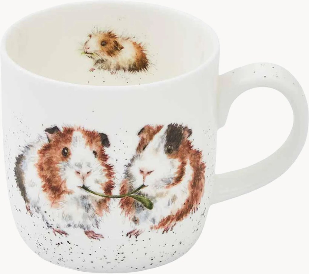 Caneca em porcelana Fine Bone China pintada à mão Lettuce Be Friends