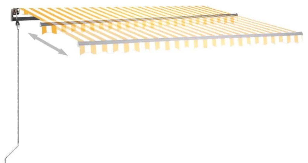 Toldo retrátil manual com LED 450x350 cm amarelo e branco