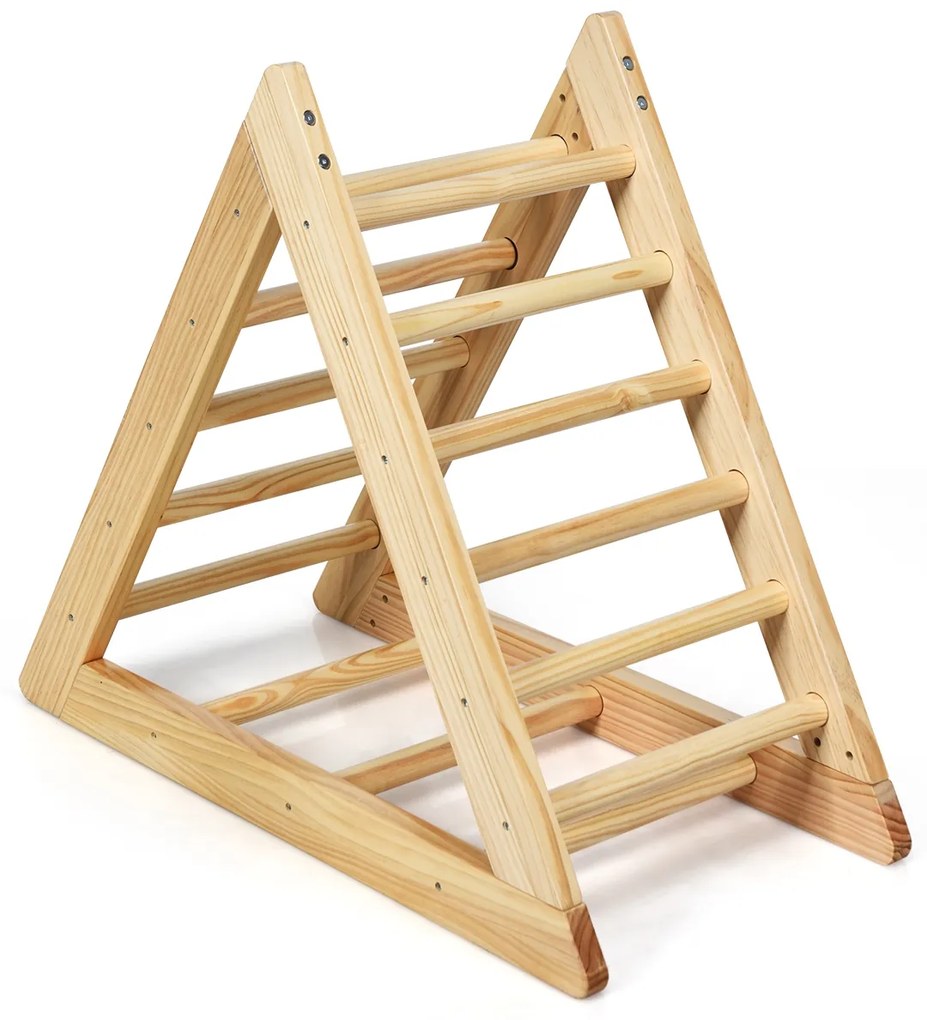 Escada de madeira triangular Escada de madeira para crianças com mais de 3 anos de idade 93 x 46 x 81 cm Natural