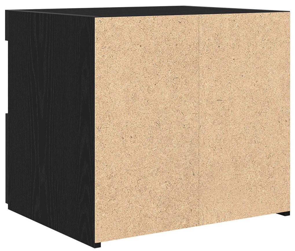 Cômoda de Cabeceira vidaXL com Luzes LED Carvalho Preto 50x40x45 cm