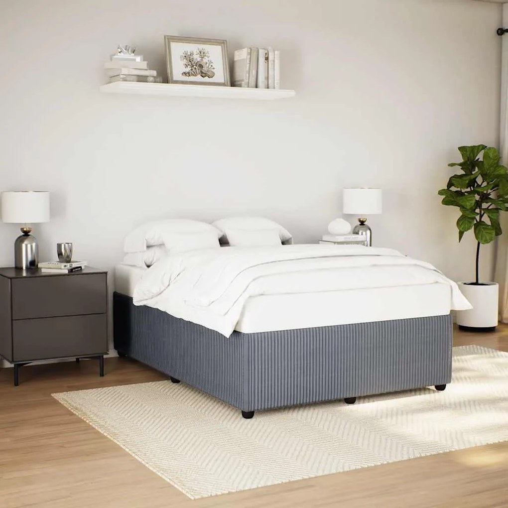 vidaXL Estrutura de cama sem colchão 140x190 cm veludo cinzento-escuro