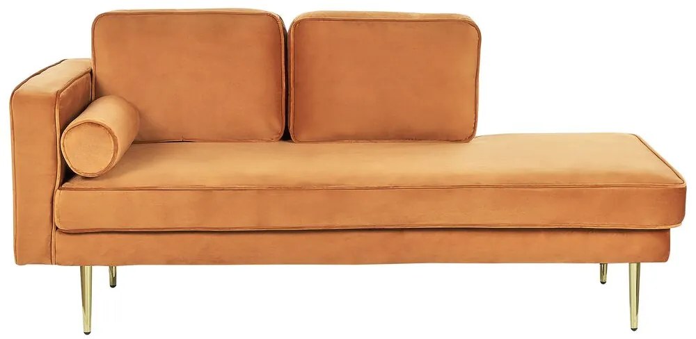 Chaise-longue à esquerda em veludo laranja MIRAMAS Beliani