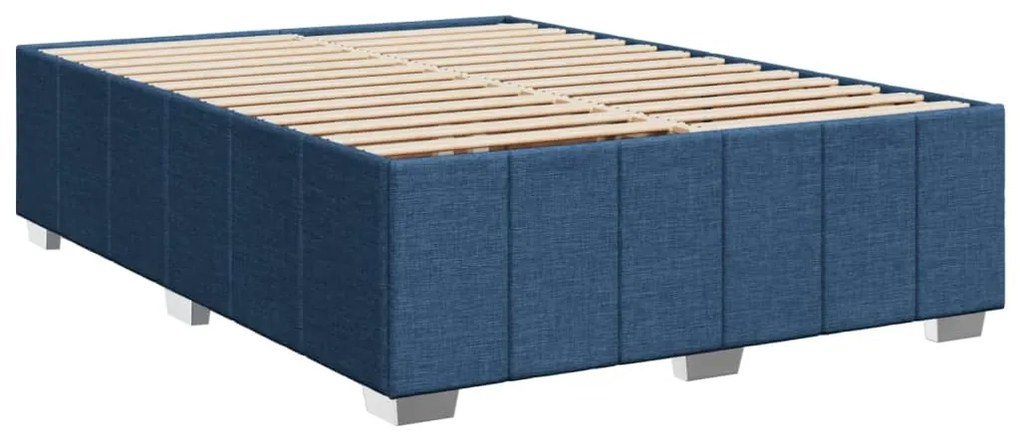 Cama com molas/colchão 140x200 cm tecido azul