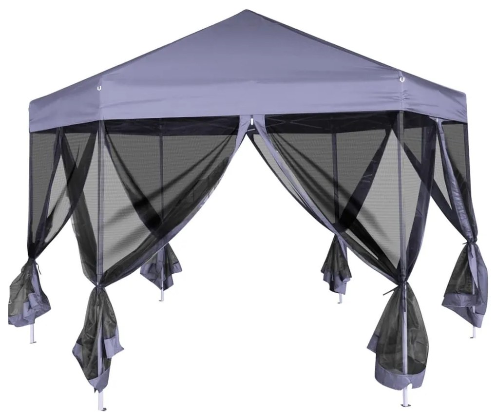 Tenda festas pop-up hexagonal 6 paredes 3,6x3,1m azul escuro