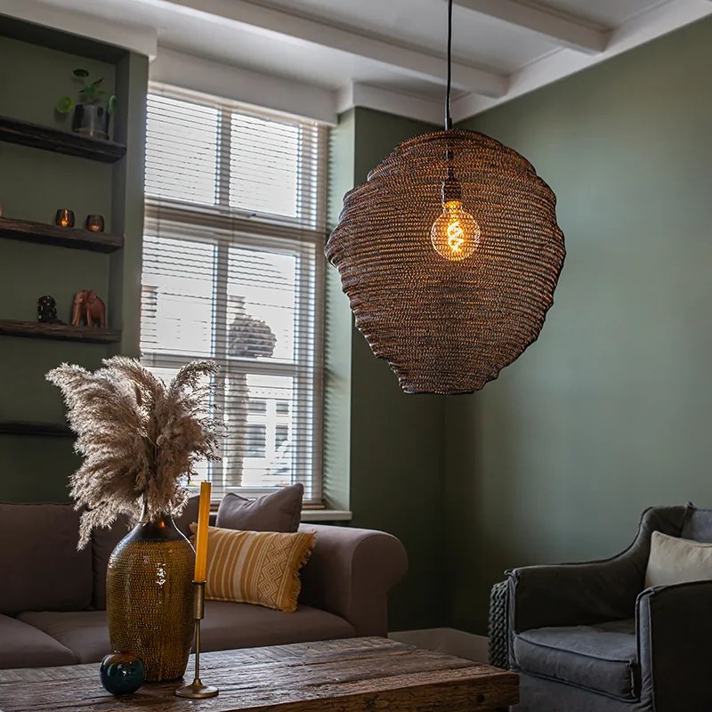 Candeeiro de pendente oriental preto - Nidum Gran