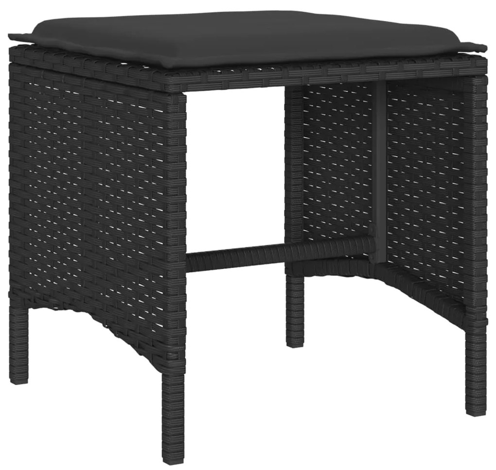 4 pcs conjunto de sofás para jardim c/ almofadões vime PE preto
