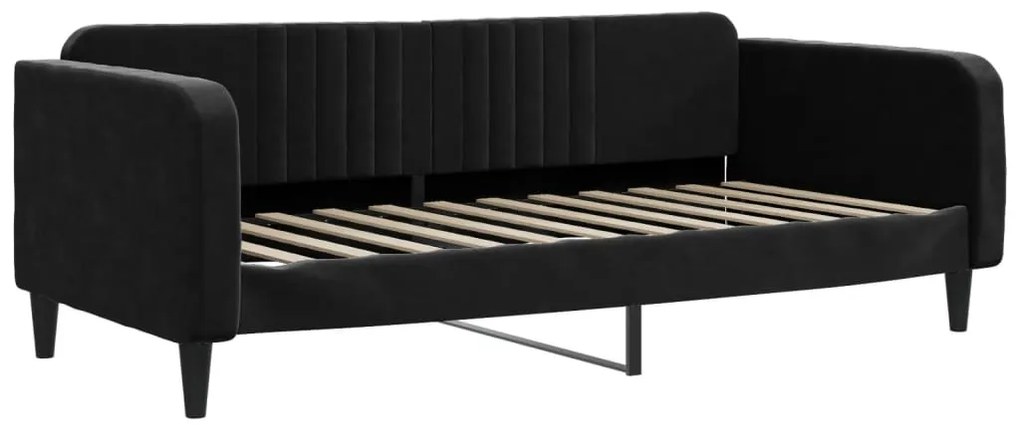 Sofá-cama com gavetão e colchões 90x200 cm veludo preto