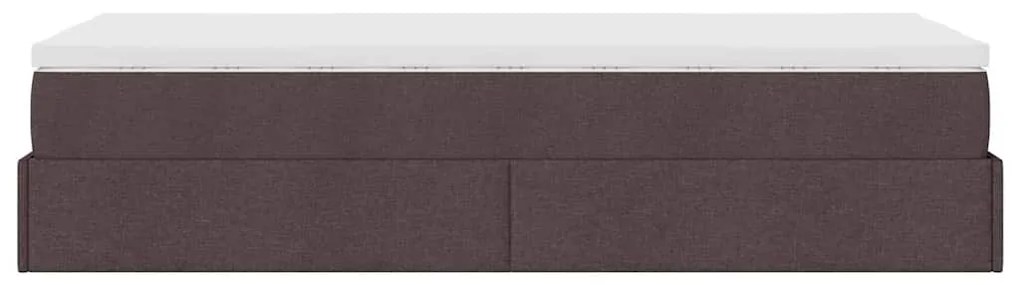 Estrutura cama otomana colchão 100x200cm tecido castanho escuro