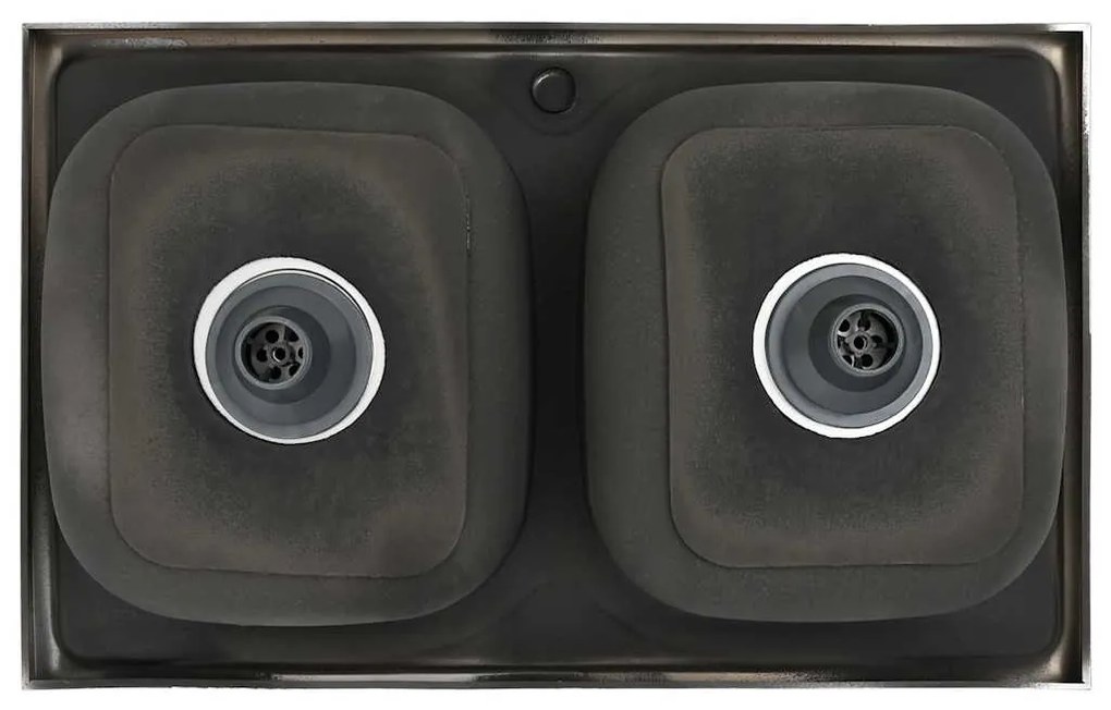 Lava-louça cozinha + cuba dupla 800x500x155mm aço inox prateado