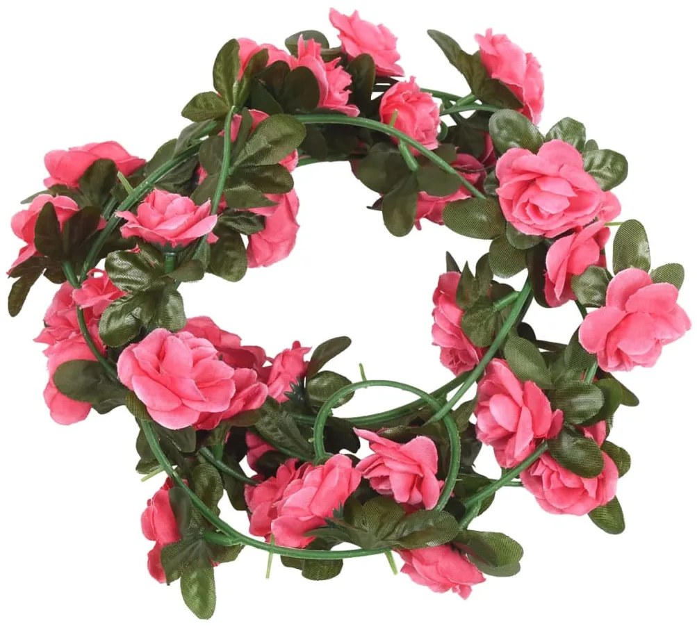 Grinaldas de flores de Natal 6 pcs 240 cm vermelho rosado