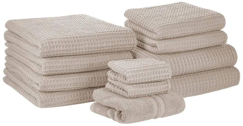 Conjunto de 11 toalhas de algodão creme AREORA Beliani