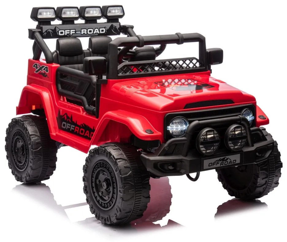 Jipe elétrico para Crianças 12V 4x4 Off-Road CLIMBER Rodas de espuma EVA, Assento Couro ecológico Vermelho